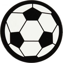 Cardboard Emblem, white/black, football, D: 25 mm, 20 pc/ 1 pack [HOB-586033]