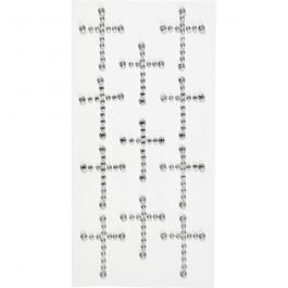 Rhinestone Stickers, silver, size 35x25 mm, 11 pc/ 1 pack [HOB-586043]