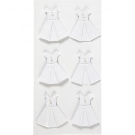 Stickers, white, dress, size 35x31 mm, 6 pc/ 1 pack [HOB-586044]