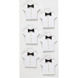 Stickers, white, shirt, size 33x35 mm, 6 pc/ 1 pack [HOB-586045]