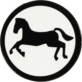 Cardboard Emblem, white/black, horse, D: 25 mm, 20 pc/ 1 pack [HOB-587017]