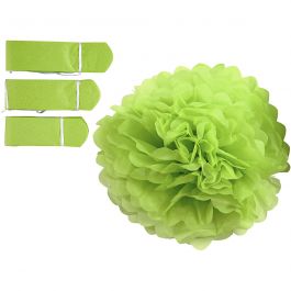 Tissue Pompons, lime green, D: 20+24+30 cm, 16 g, 3 pc/ 1 pack [HOB-590007]