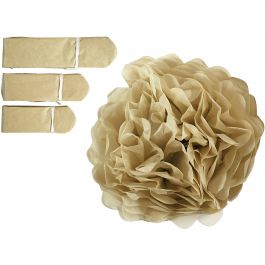 Tissue Pompons, gold, D: 20+24+30 cm, 16 g, 3 pc/ 1 pack [HOB-590029]