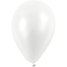 Balloons, white, D: 23 cm, 10 pc/ 1 pack [HOB-592001]