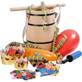 Carnival Barrel with Accessories, H: 38 cm, small, 1 set [HOB-59208]