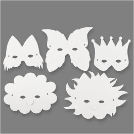 Masks, white, H: 15-20 cm, 230 g, 5 pc/ 1 pack [HOB-592600]