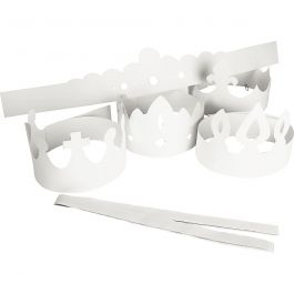 Crowns, white, H: 10-16,5 cm, L: 60 cm, 230 g, 5 pc/ 1 pack [HOB-59262]
