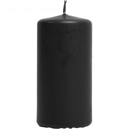 Candles, black, H: 100 mm, D: 50 mm, 6 pc/ 1 pack [HOB-596102]