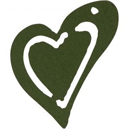 Heart, dark green, size 25x22 mm, thickness 1,7 mm, 20 pc/ 1 pack [HOB-599215]