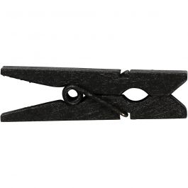 Mini Clothes Peg, black, size 35x7 mm, thickness 9 mm, 20 pc/ 1 pack [HOB-599602]