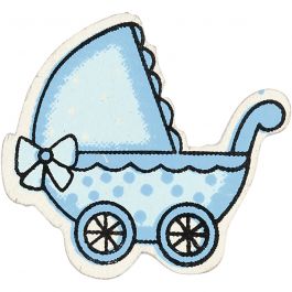 Pram, light blue, size 34x31 mm, thickness 1,7 mm, 10 pc/ 1 pack [HOB-599711]