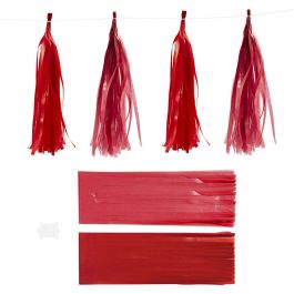 Paper Tassel, claret/red, size 12x35 cm, 14 g, 12 pc/ 1 pack [HOB-599803]