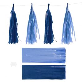 Paper Tassel, dark blue/light blue, size 12x35 cm, 14 g, 12 pc/ 1 pack [HOB-599804]