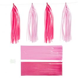 Paper Tassel, pink, light red, size 12x35 cm, 12 pc/ 1 pack [HOB-599809]