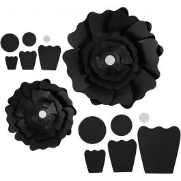 Paper Flowers, black, D: 15+25 cm, 230 g, 2 pc/ 1 pack [HOB-599902]