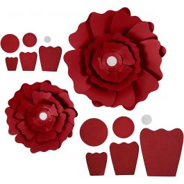 Paper Flowers, red, D: 15+25 cm, 230 g, 2 pc/ 1 pack [HOB-599903]