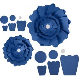 Paper Flowers, blue, D: 15+25 cm, 230 g, 2 pc/ 1 pack [HOB-599904]