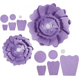 Paper Flowers, purple, D: 15+25 cm, 230 g, 2 pc/ 1 pack [HOB-599905]