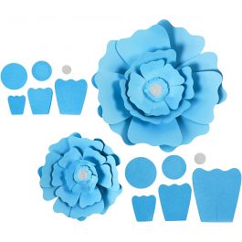 Paper Flowers, light blue, D: 15+25 cm, 230 g, 2 pc/ 1 pack [HOB-599908]