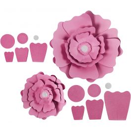 Paper Flowers, light red, D: 15+25 cm, 230 g, 2 pc/ 1 pack [HOB-599909]