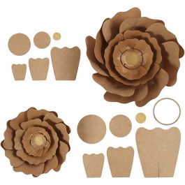 Paper Flowers, natural, D: 15+25 cm, 2 pc/ 1 pack [HOB-599916]