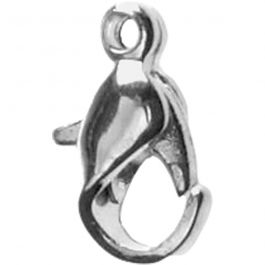 Lobster Claw Clasps, silver-plated, L: 10 mm, 10 pc/ 1 pack [HOB-600120]