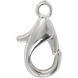 Lobster Claw Clasps, silver-plated, L: 10 mm, 100 pc/ 1 pack [HOB-600121]