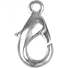 Lobster Claw Clasps, silver-plated, L: 12 mm, 5 pc/ 1 pack [HOB-600160]