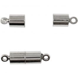 Magnetic Clasp, silver-plated, L: 17 mm, D: 5 mm, 2 pc/ 1 pack [HOB-600270]