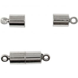 Magnetic Clasp, silver-plated, L: 17 mm, D: 5 mm, 10 pc/ 1 pack [HOB-60027]
