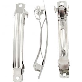 Barrettes, W: 8 mm, L: 8 cm, silver-plated, 30pcs