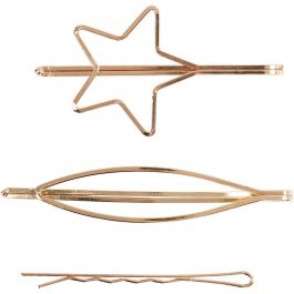 Hair claws, gold-plated, L: 70 mm, W: 32 mm, 3 pc/ 1 pack [HOB-600980]