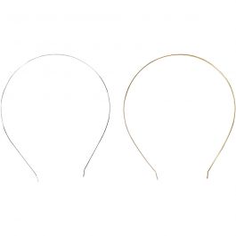 Hair band, gold-plated, silver-plated, L: 142 mm, W: 123 mm, 2 pc/ 1 pack [HOB-600984]
