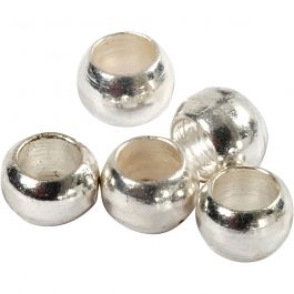 Crimp Beads, D: 2 mm, silver-plated, 100