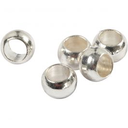 Crimp Beads, D: 2,5 mm, silver-plated, 100pcs