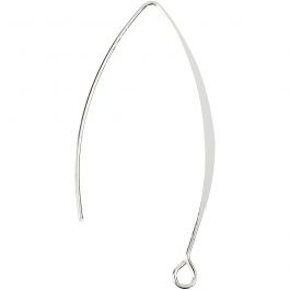 Ear Hanger, H: 42 mm, hole size 2 mm, silver-plated, 4pcs