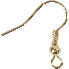 French Ear Wires, L: 18 mm, gold-plated, 10pcs