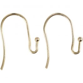 French Ear Wires, gold-plated, L: 21 mm, thickness 0,7 mm, 6 pc/ 1 pack [HOB-60309]