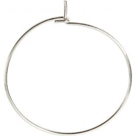 Beading Hoops, D: 20 mm, silver-plated, 8pcs