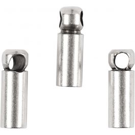 End Caps, D: 2 mm, L: 8 mm, silver-plated, 10pcs