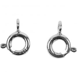 Spring Ring Clasps, sterling silver, D: 6 mm, 10 pc/ 1 pack [HOB-60820]