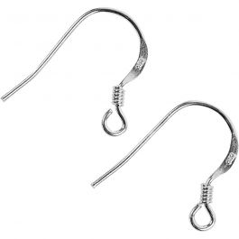 French Ear Wires, sterling silver, L: 14 mm, 10 pc/ 1 pack [HOB-60846]