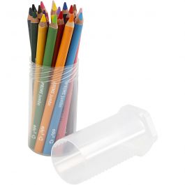edu Jumbo Coloured Pencils, thickness 10 mm, lead 6,25 mm, assorted colours, 18 pc/ 1 pack [HOB-409018]