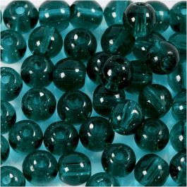 Glass Beads, green, D: 4 mm, hole size 1 mm, 45 pc/ 1 strand [HOB-60988]