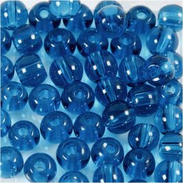 Glass Beads, turquoise, D: 4 mm, hole size 1 mm, 45 pc/ 1 strand [HOB-60989]
