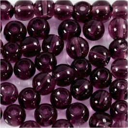 Glass Beads, purple, D: 4 mm, hole size 1 mm, 45 pc/ 1 strand [HOB-60990]