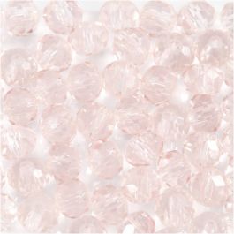 Glass Beads, light rose, D: 4 mm, hole size 1 mm, 45 pc/ 1 strand [HOB-60992]