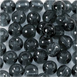 Glass Beads, grey, D: 4 mm, hole size 1 mm, 45 pc/ 1 strand [HOB-60993]