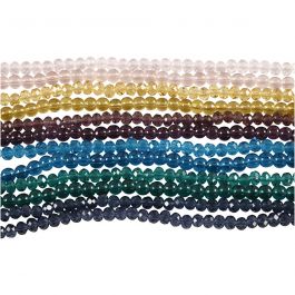 Glass and Faceted Beads, D: 4 mm, hole size 1 mm, 12x45 pc/ 1 pack [HOB-60995]