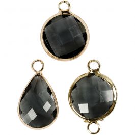 Jewellery Pendant, grey, H: 15-20 mm, hole size 2 mm, 1 pack [HOB-61021]